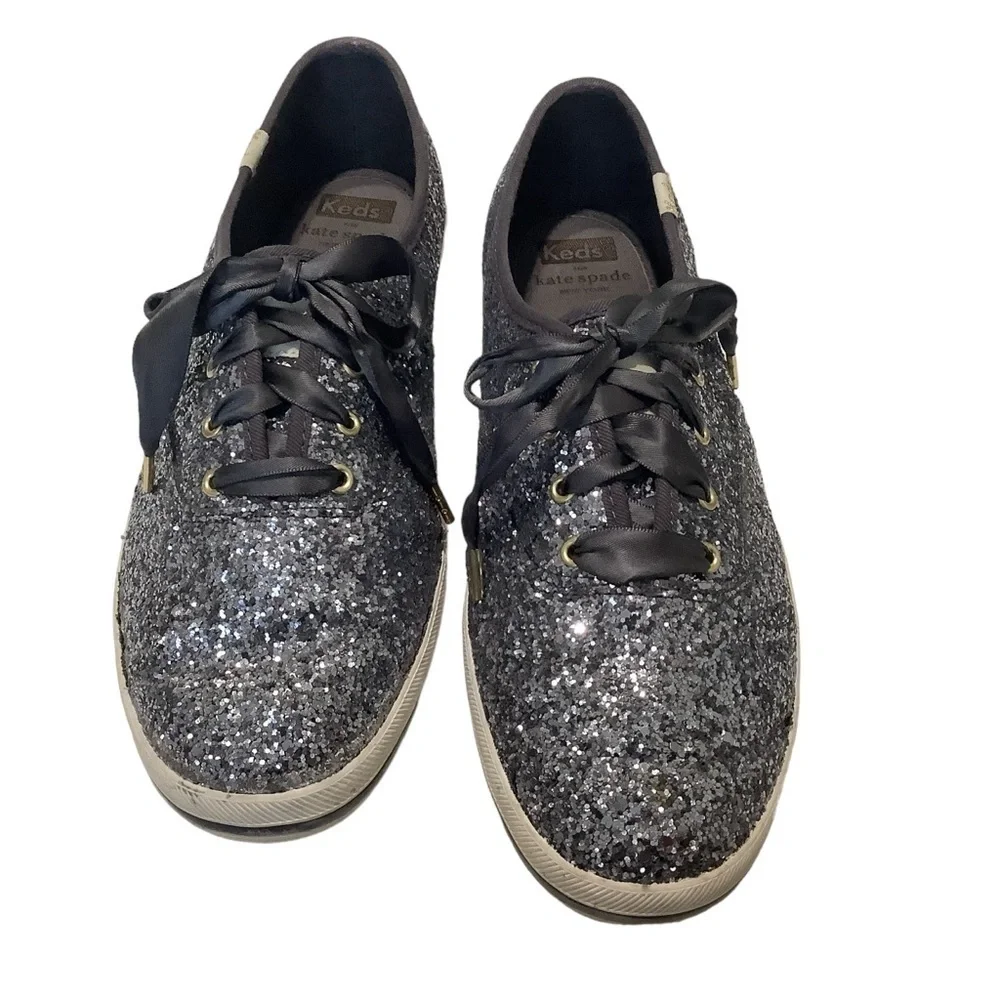 KATE SPADE x KEDS Champion Gray Glitter Sneakers Size 9